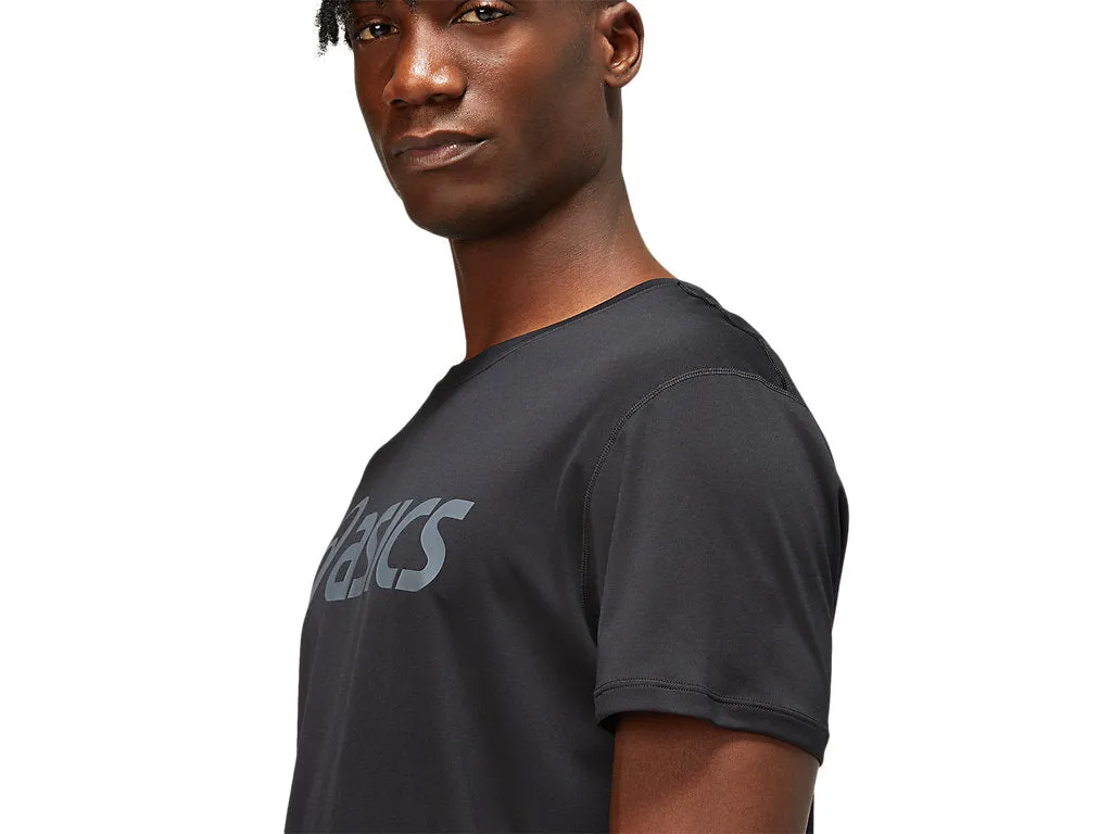 ASICS MEN'S SILVER LOGO BLACK TEE