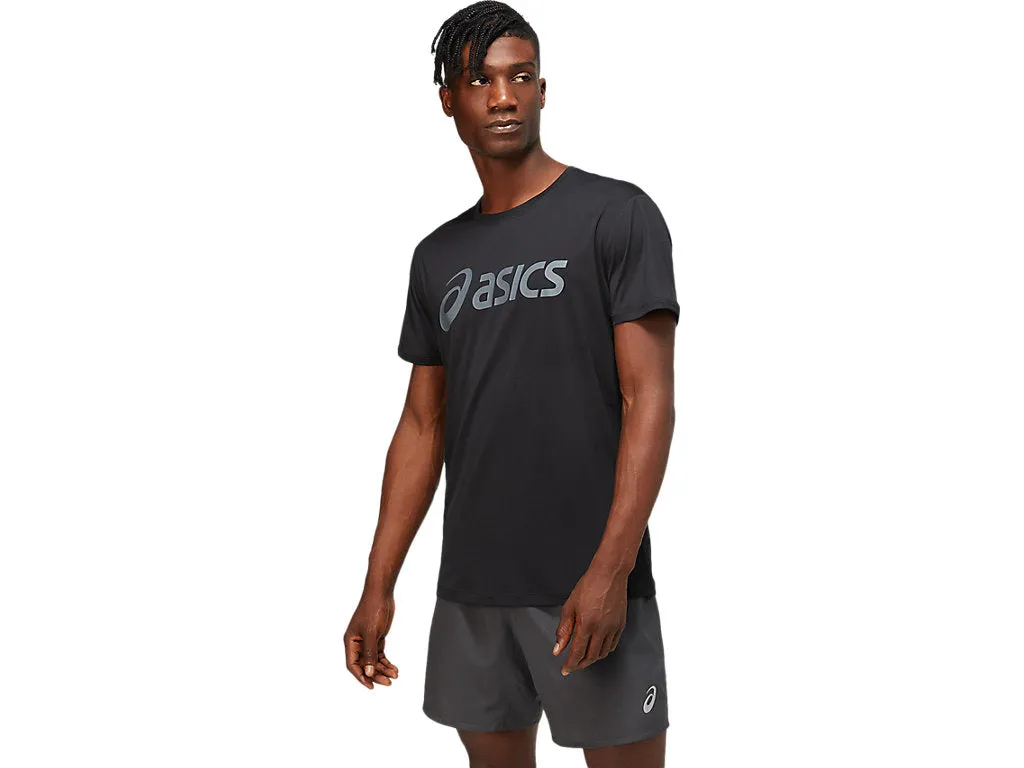 ASICS MEN'S SILVER LOGO BLACK TEE