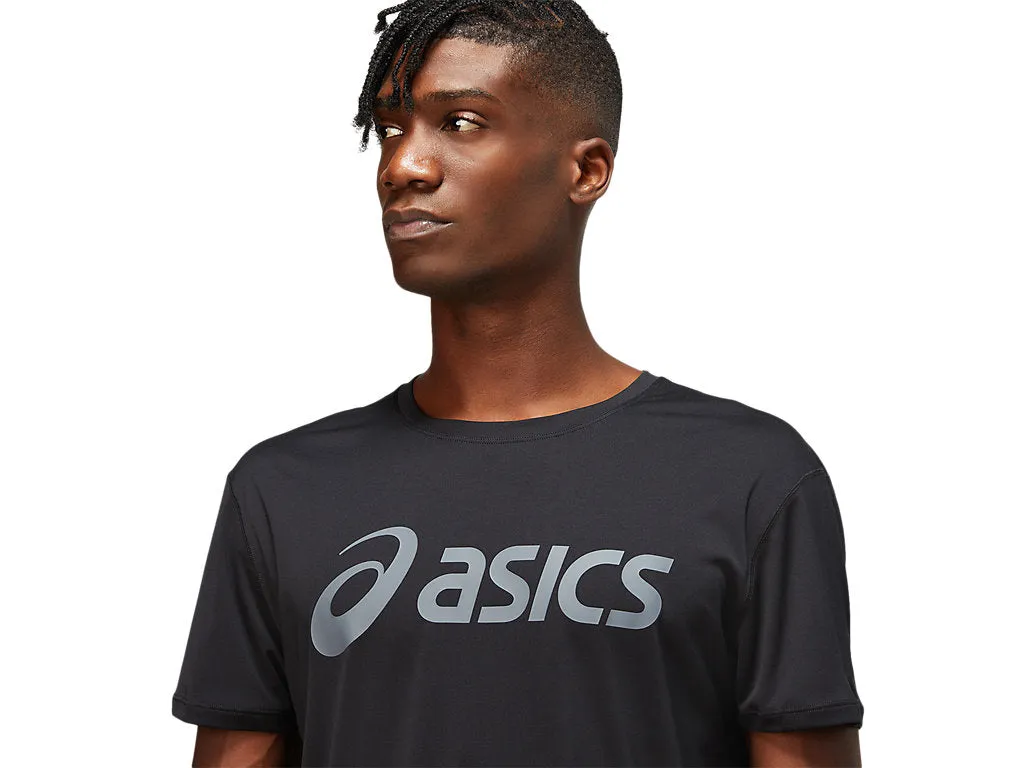ASICS MEN'S SILVER LOGO BLACK TEE