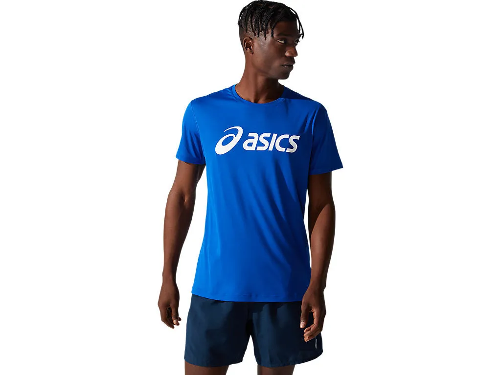 ASICS MEN'S SILVER LOGO BLUE TEE