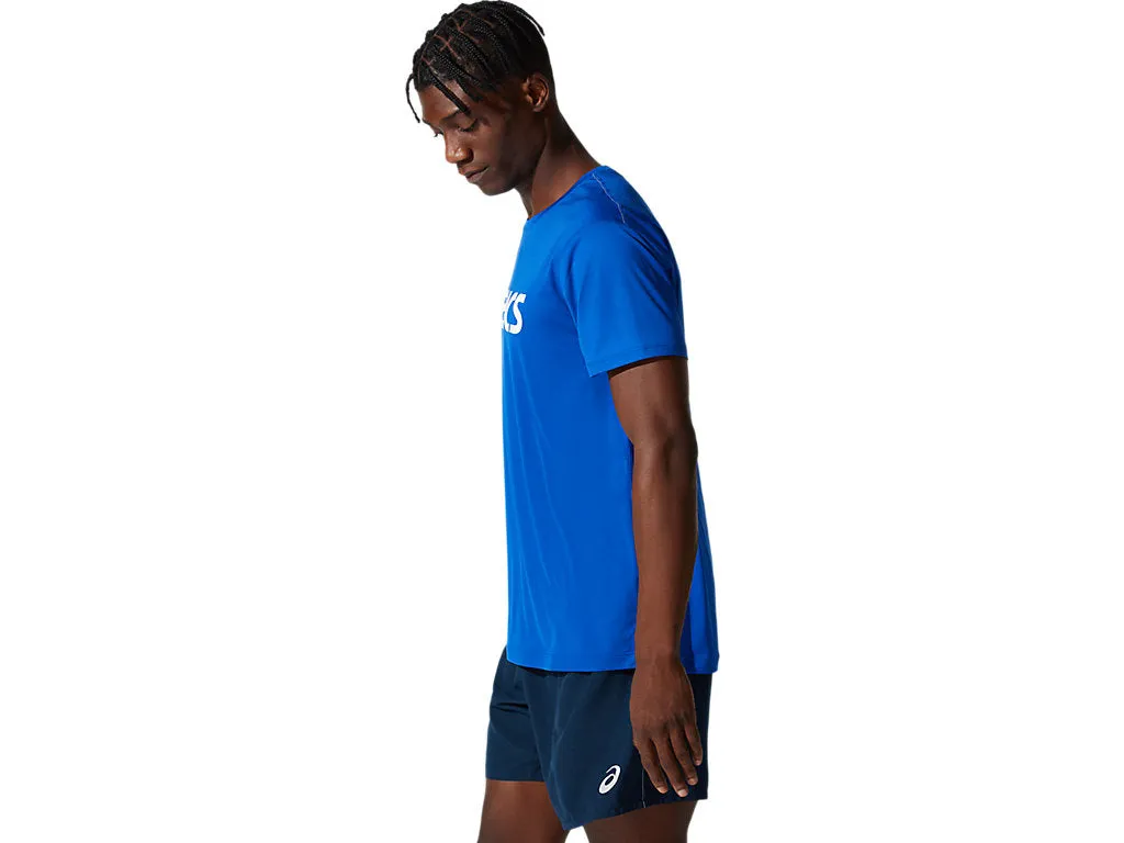 ASICS MEN'S SILVER LOGO BLUE TEE