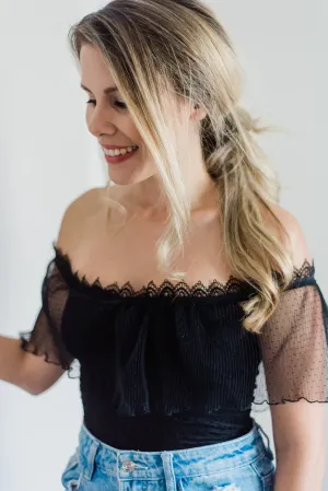 Aster Black Off The Shoulder Crop Top