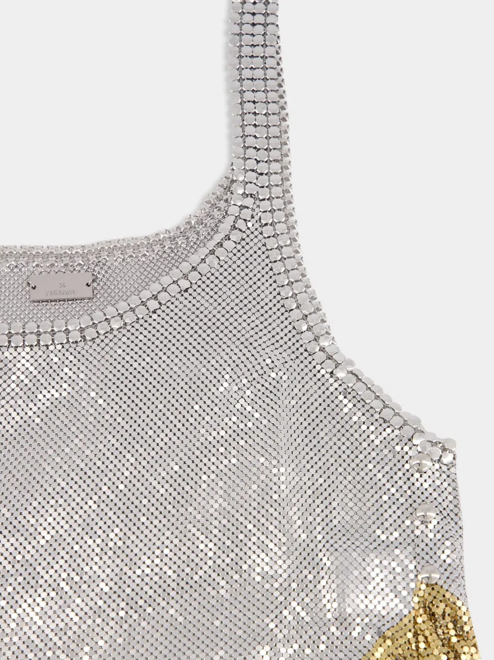 Asymmetrical Chainmail Top with Metallic Fringes