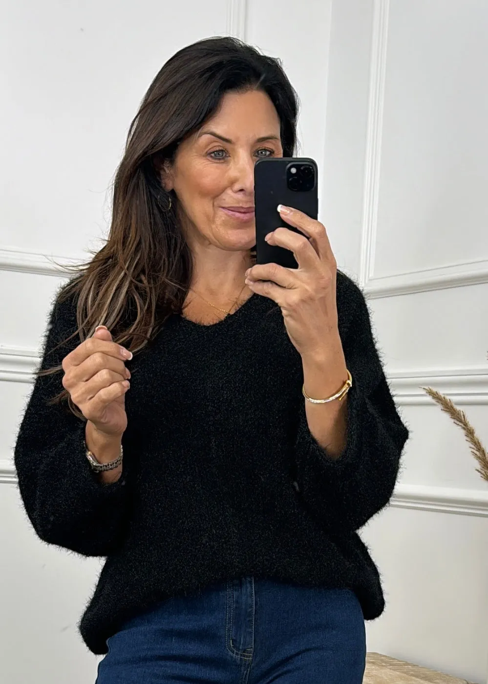 Aurelia Black Batwing Sleeve Jumper