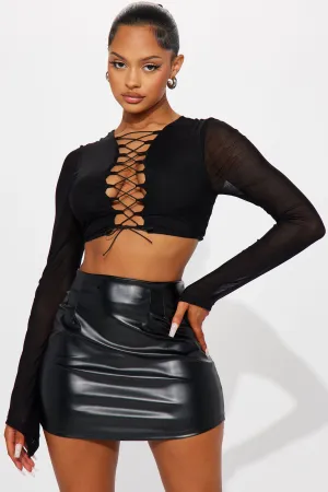Aviva Lace Up Top - Black