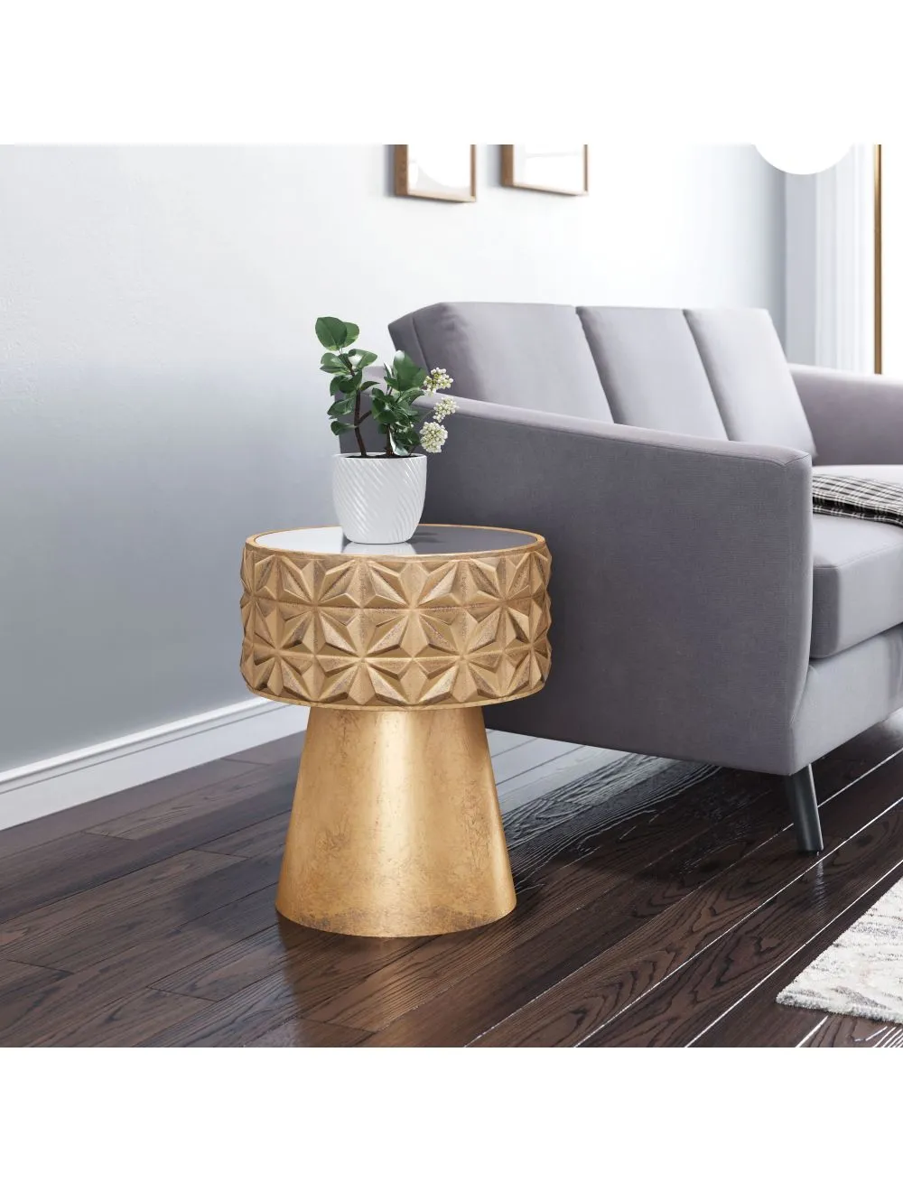 Aztec Side Table Gold