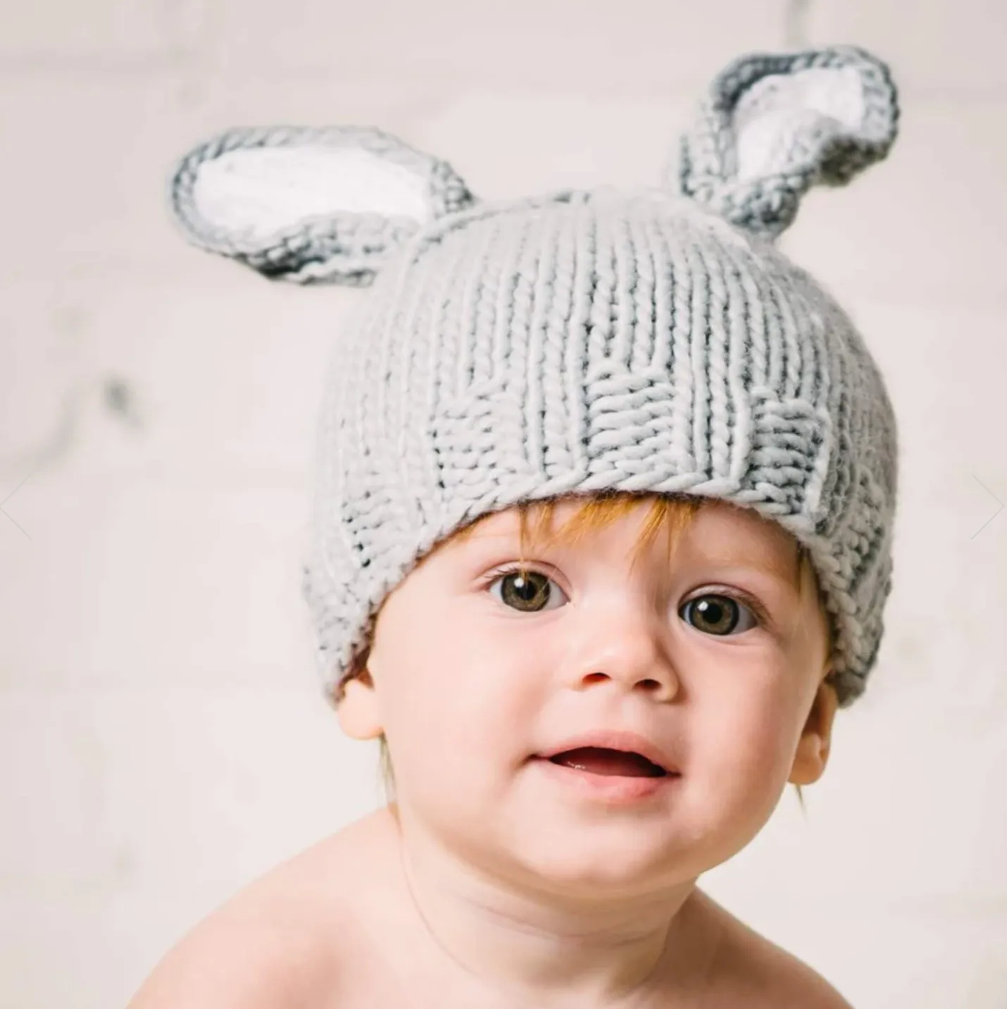 Bailey Bunny Knit Hat in Grey with White Ears