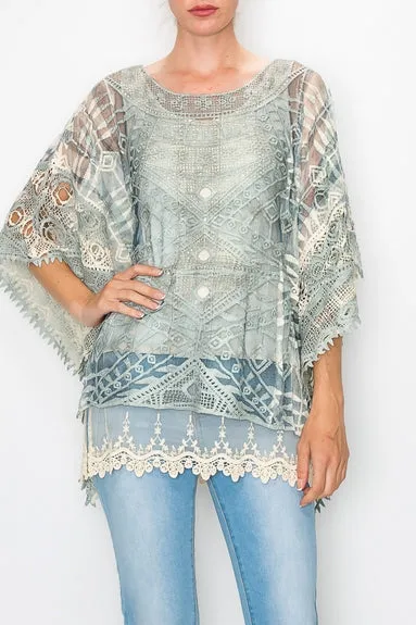 Bali Crochet Denim Print Top