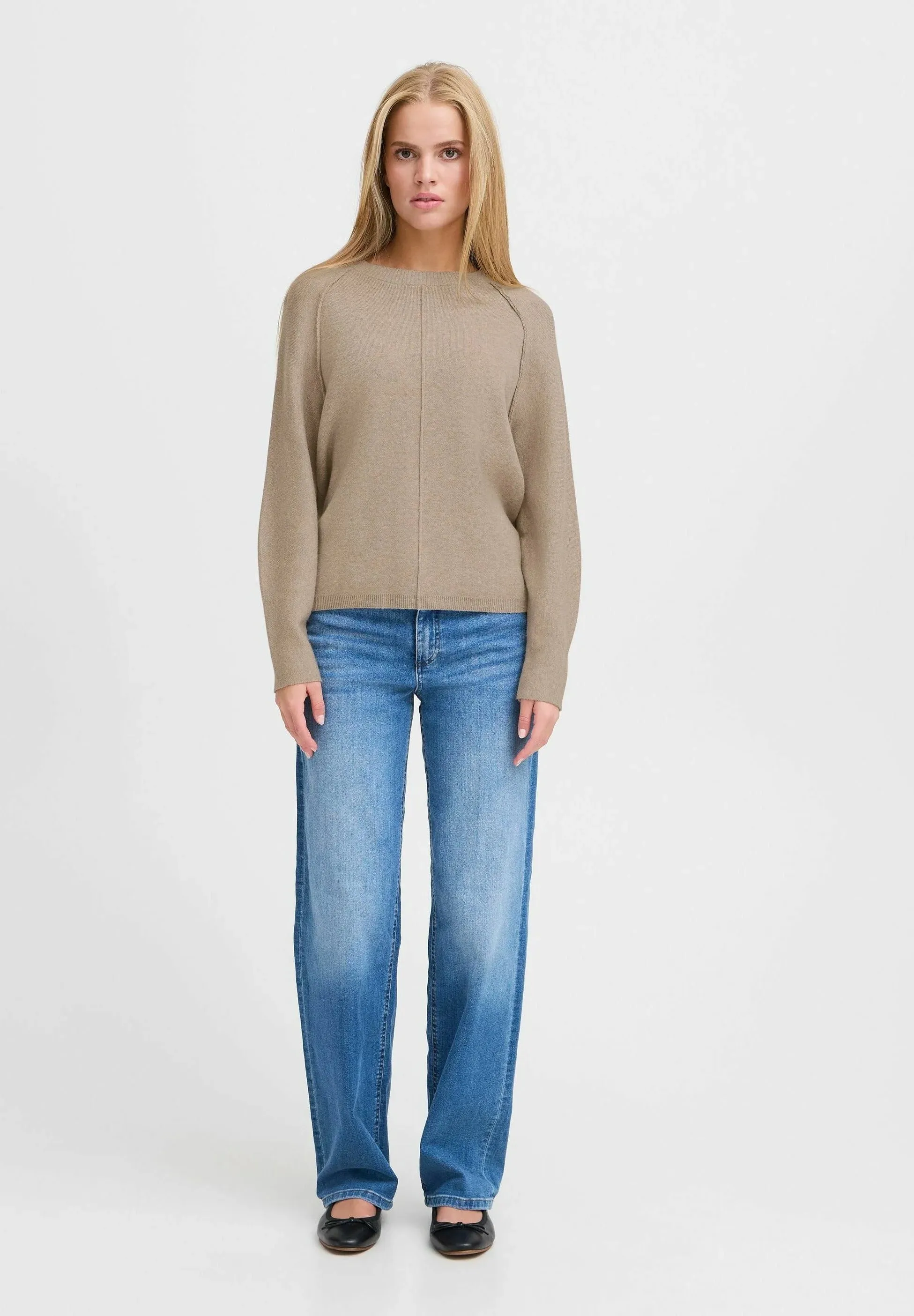 Ballia Long Sleeve Soft knit Jumper -String Melange