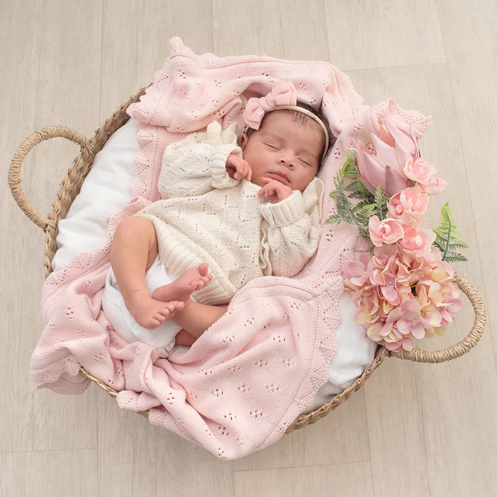 Bamboo Cotton Heirloom Blanket - Blush