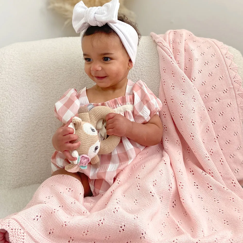 Bamboo Cotton Heirloom Blanket - Blush