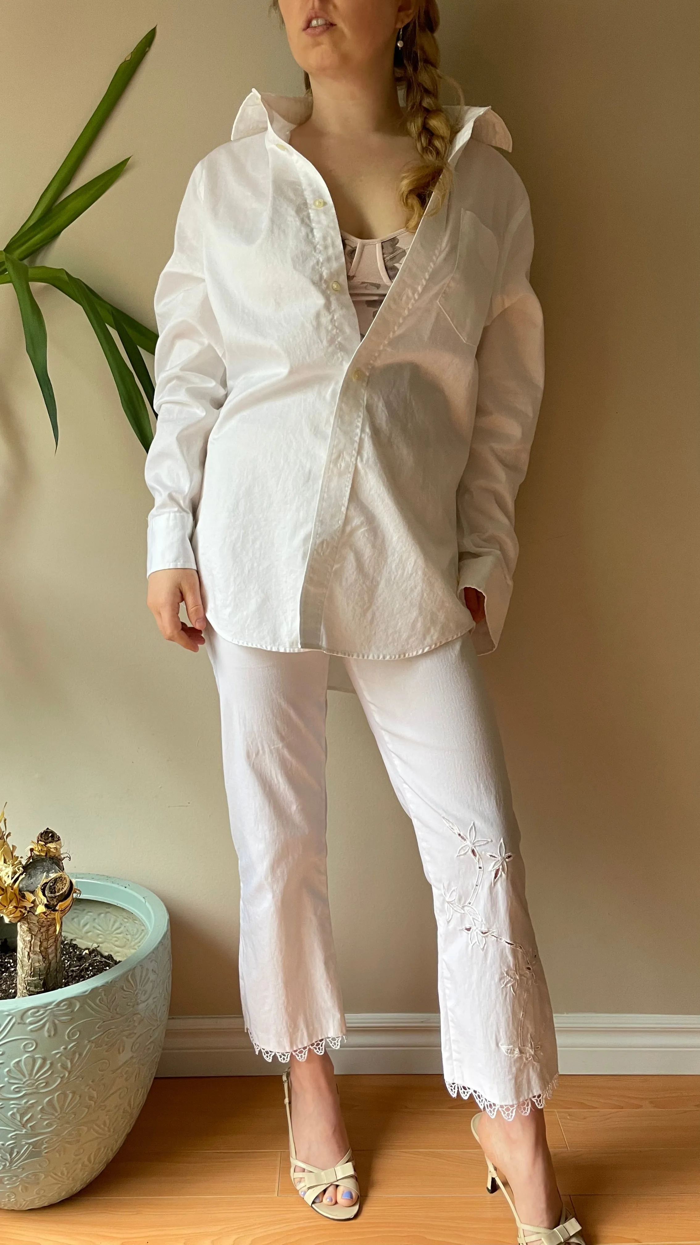 Banana Republic White 100% Cotton Non-Iron Button Down Shirt - M/L