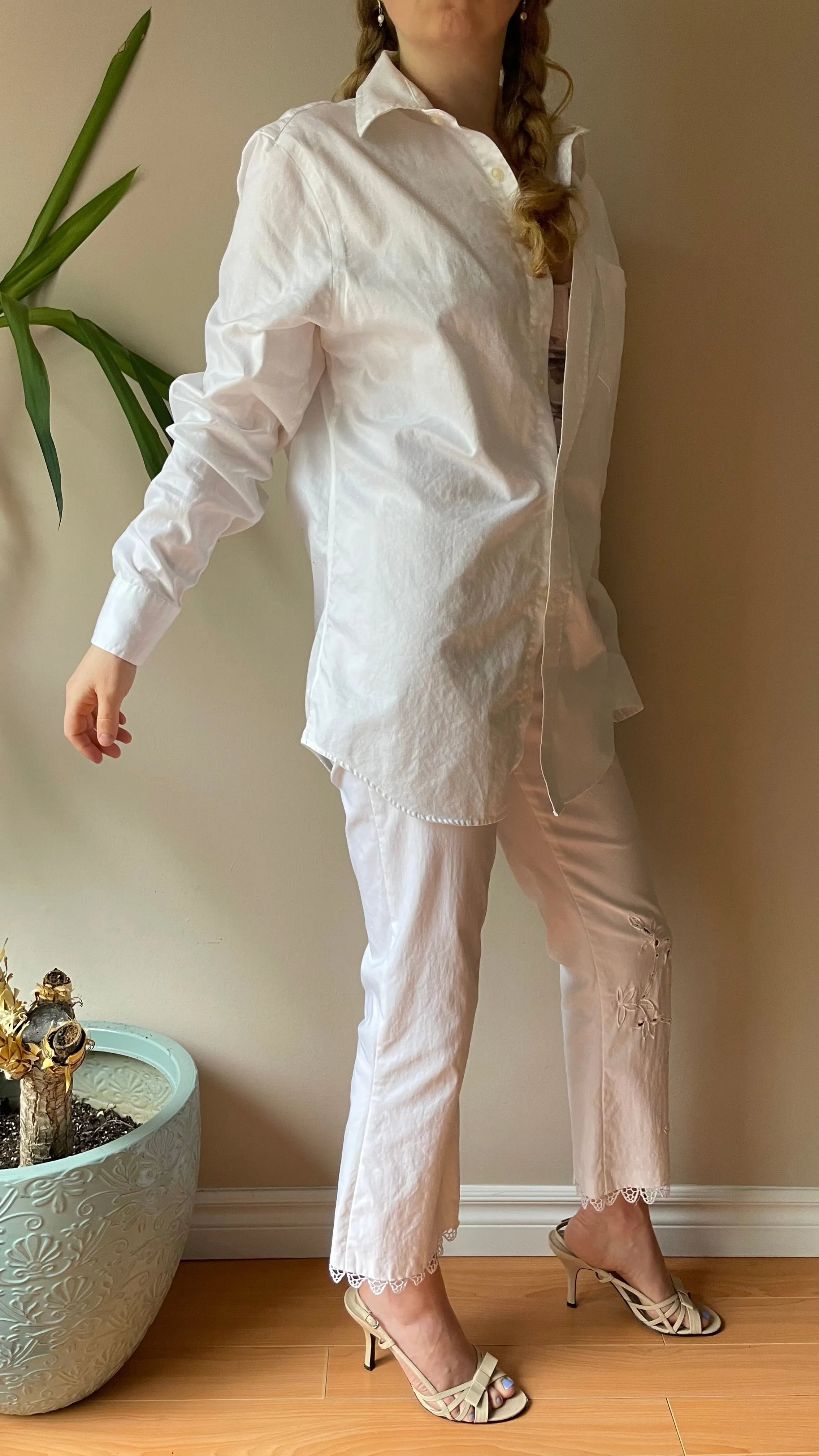 Banana Republic White 100% Cotton Non-Iron Button Down Shirt - M/L