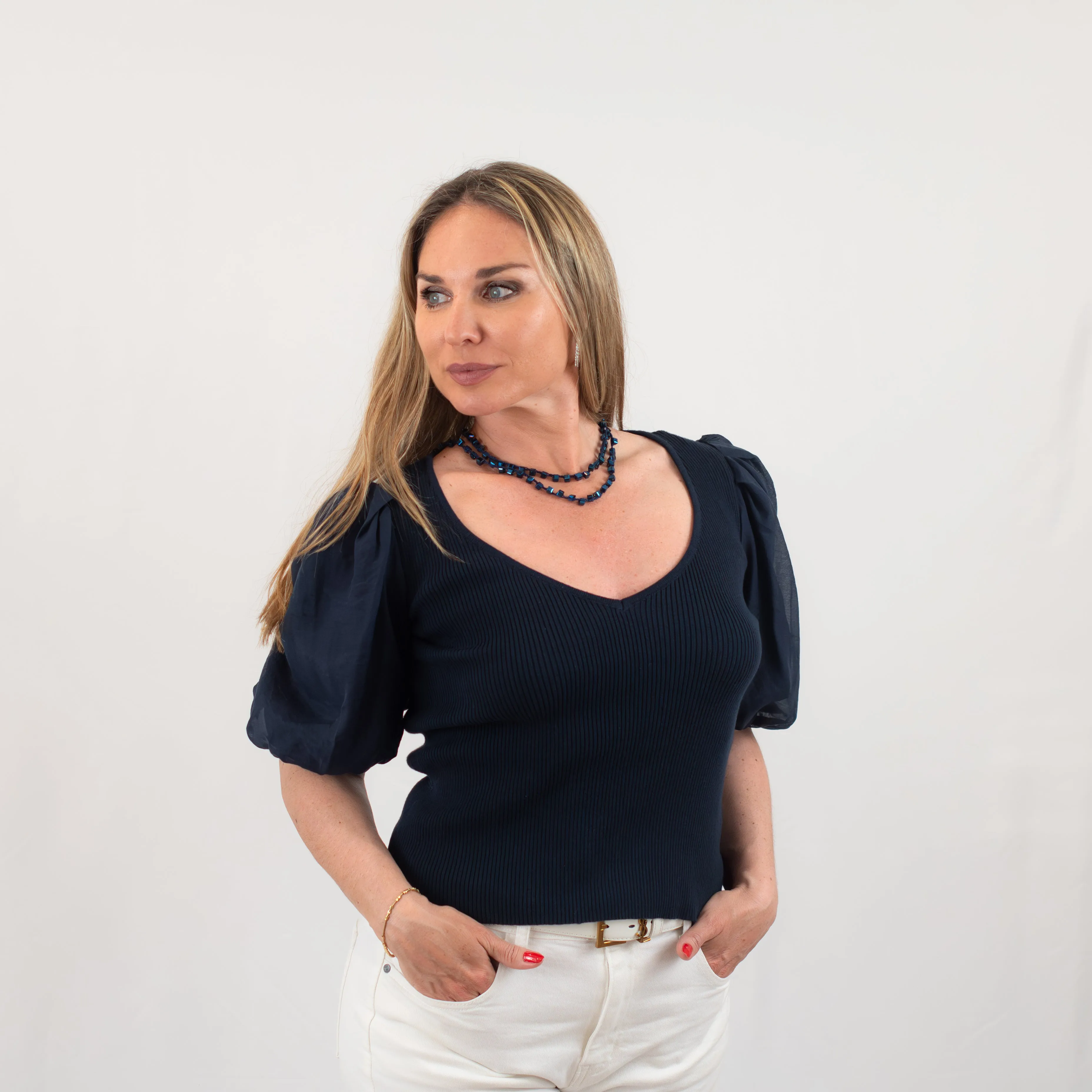 Barra Mixed Knit Top