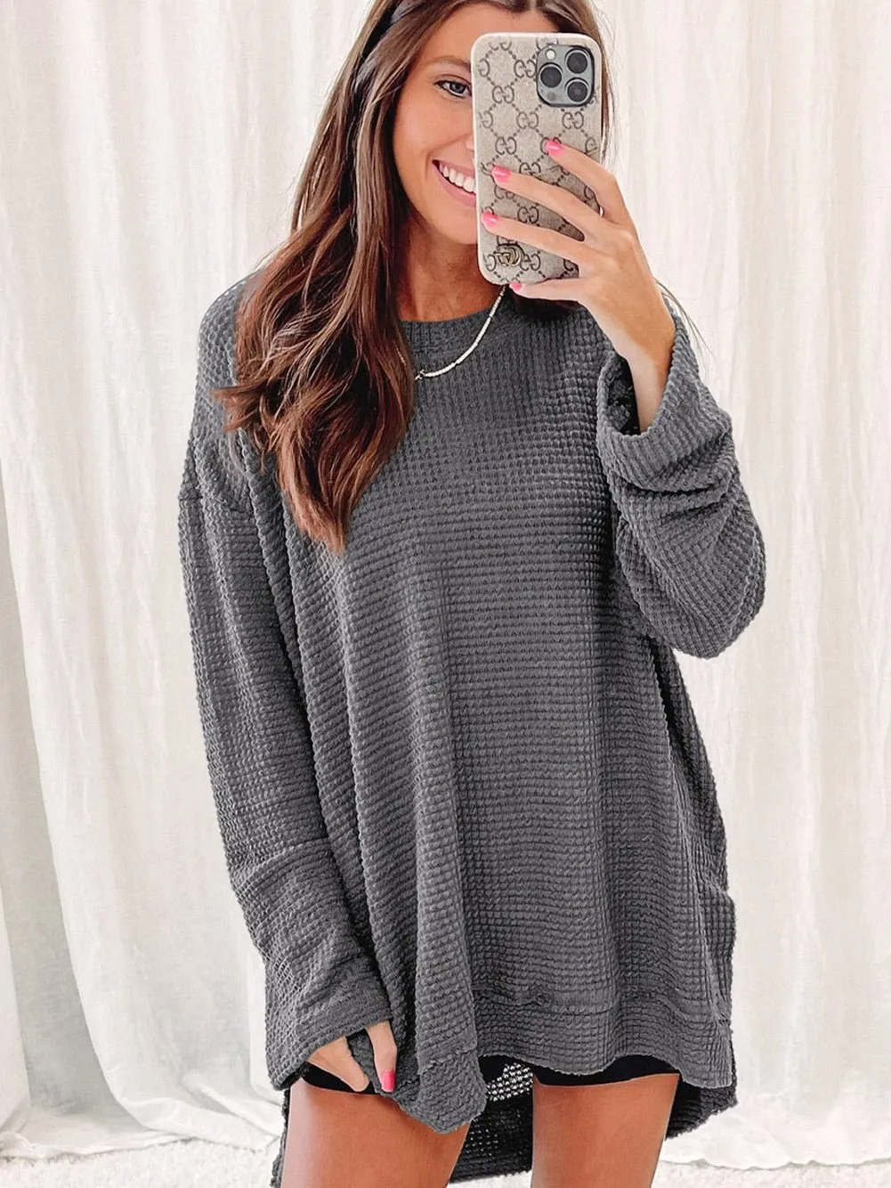Basic Waffle Knit Top