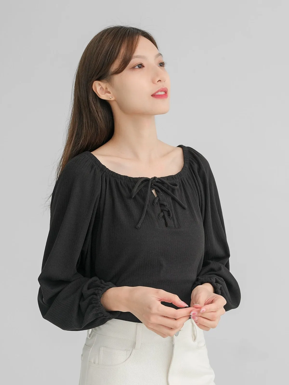Batwing Lace Up Top*