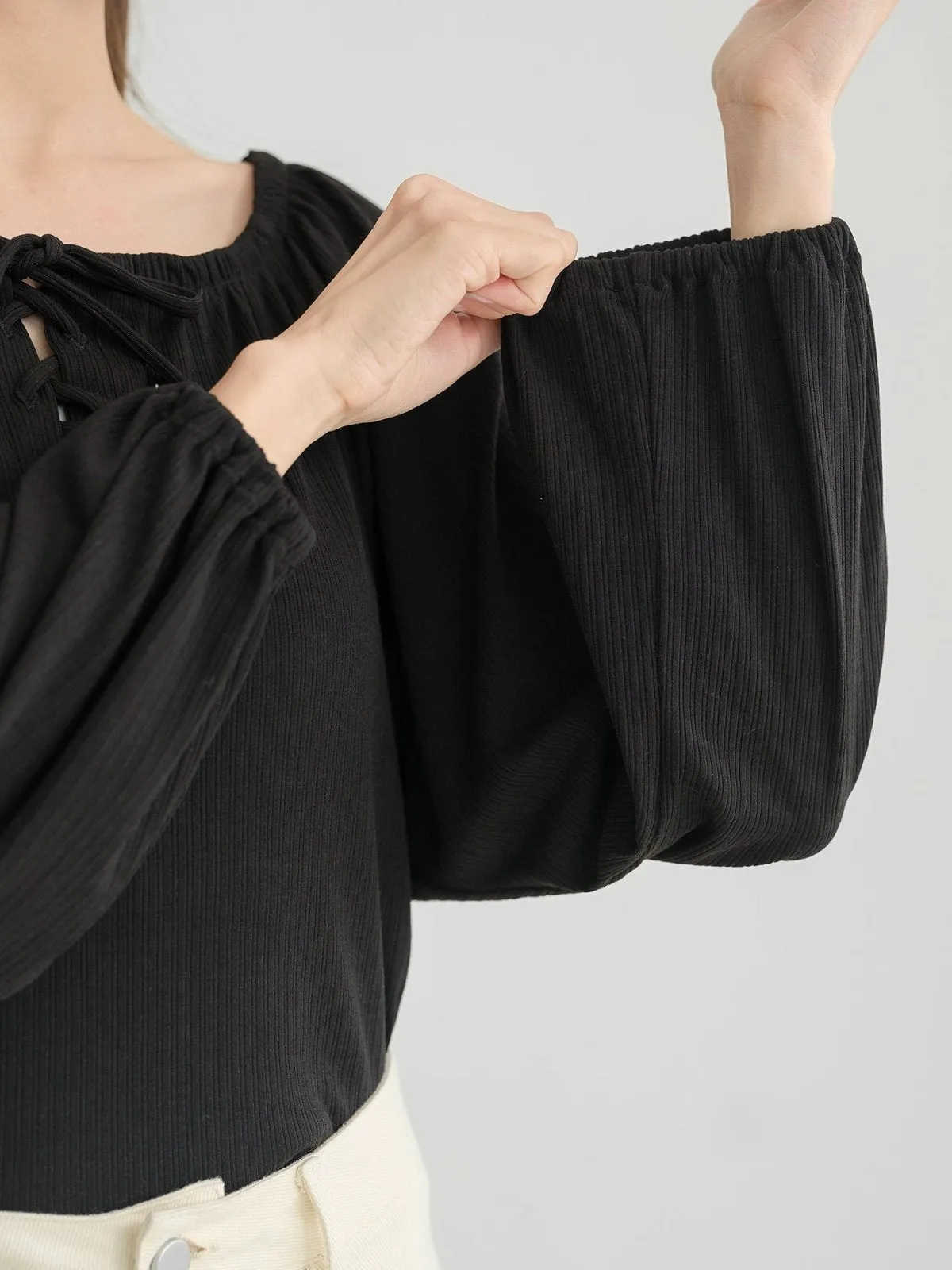 Batwing Lace Up Top*