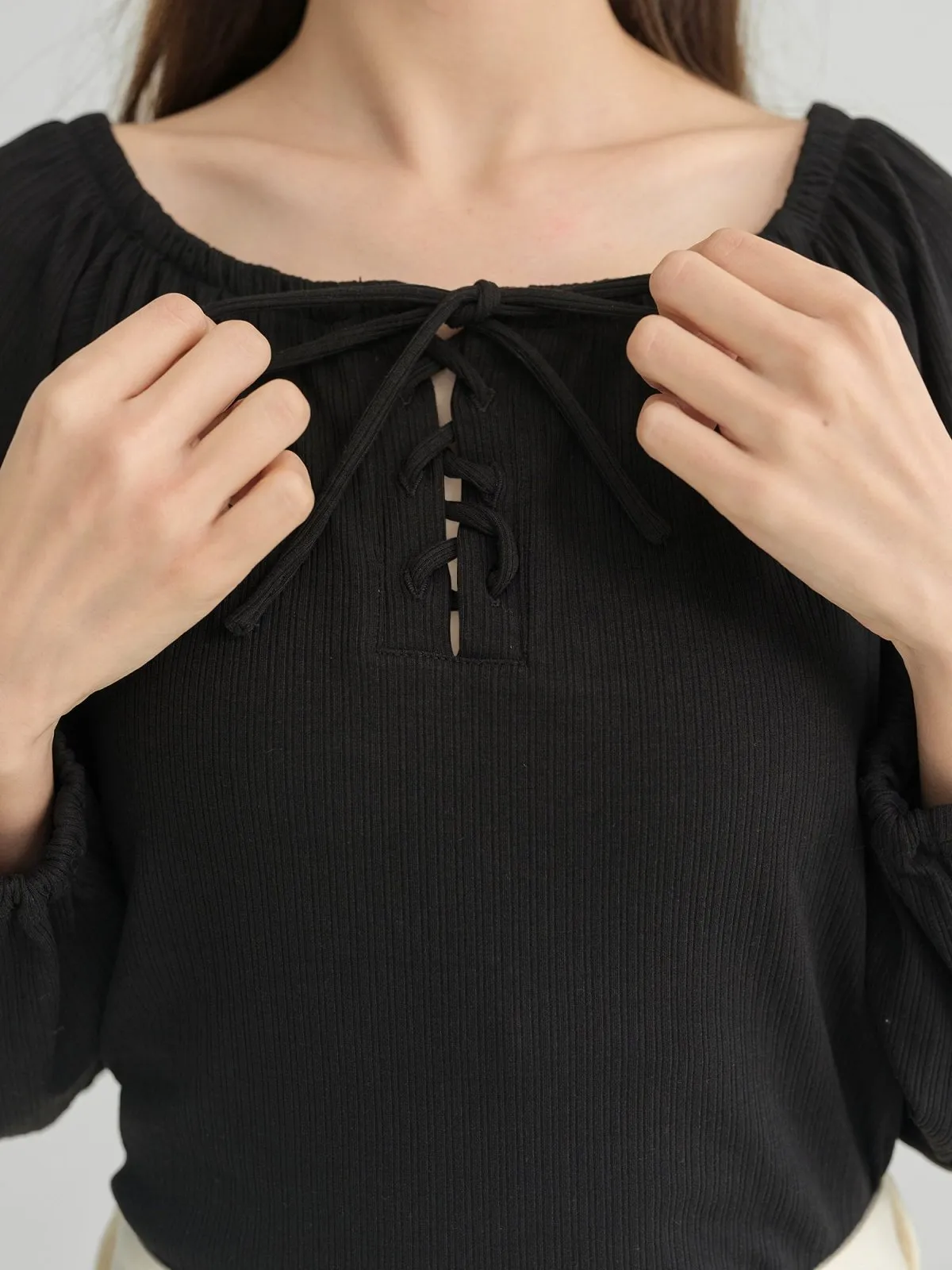 Batwing Lace Up Top*