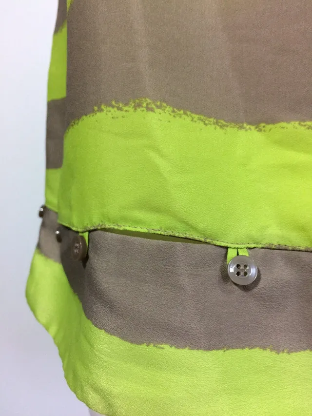 BCBGeneration Lime Green Stripe Sleeveless Top - Medium