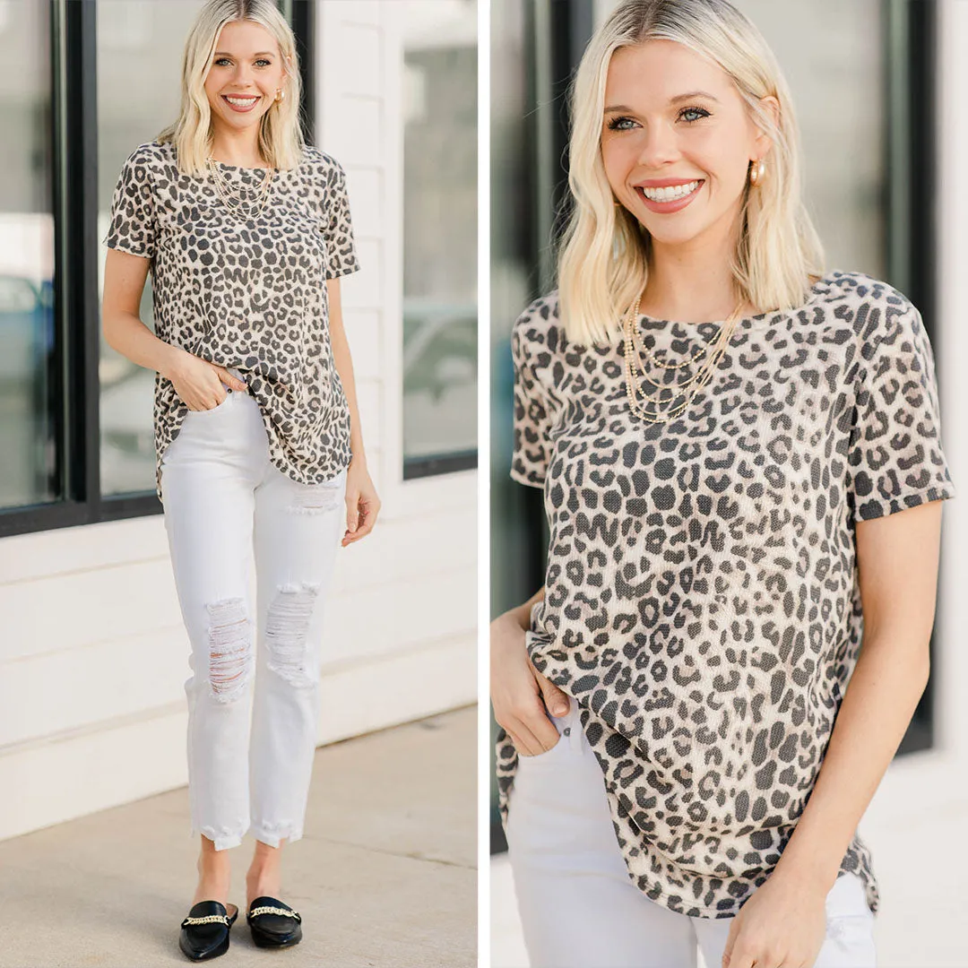 Become Your Best Self Brown Leopard Top