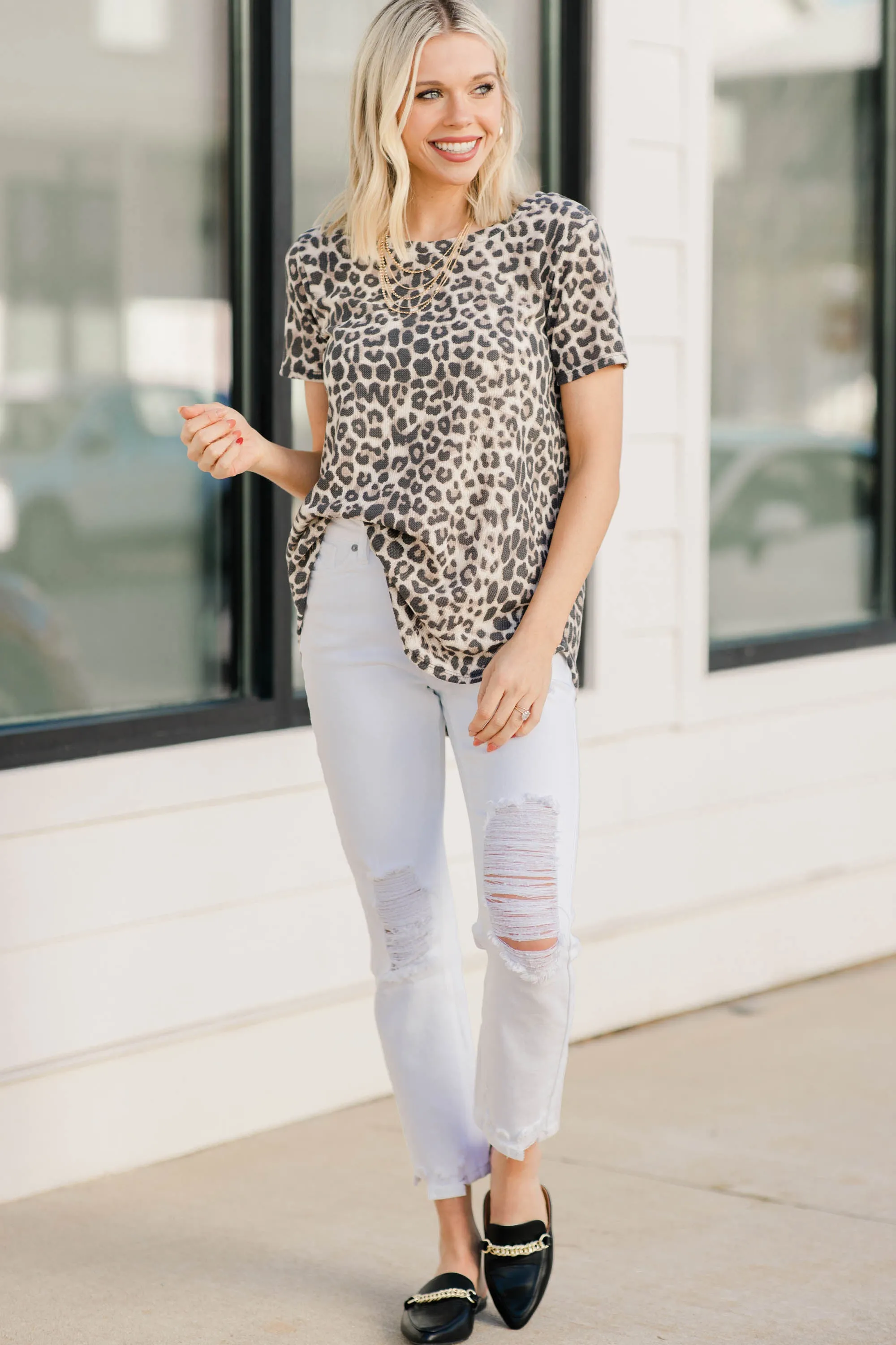 Become Your Best Self Brown Leopard Top