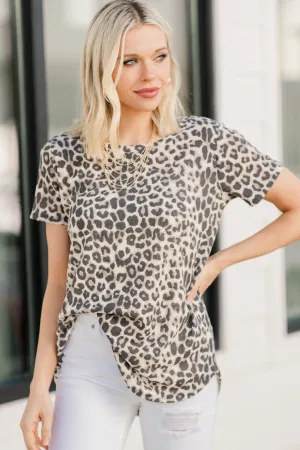 Become Your Best Self Brown Leopard Top