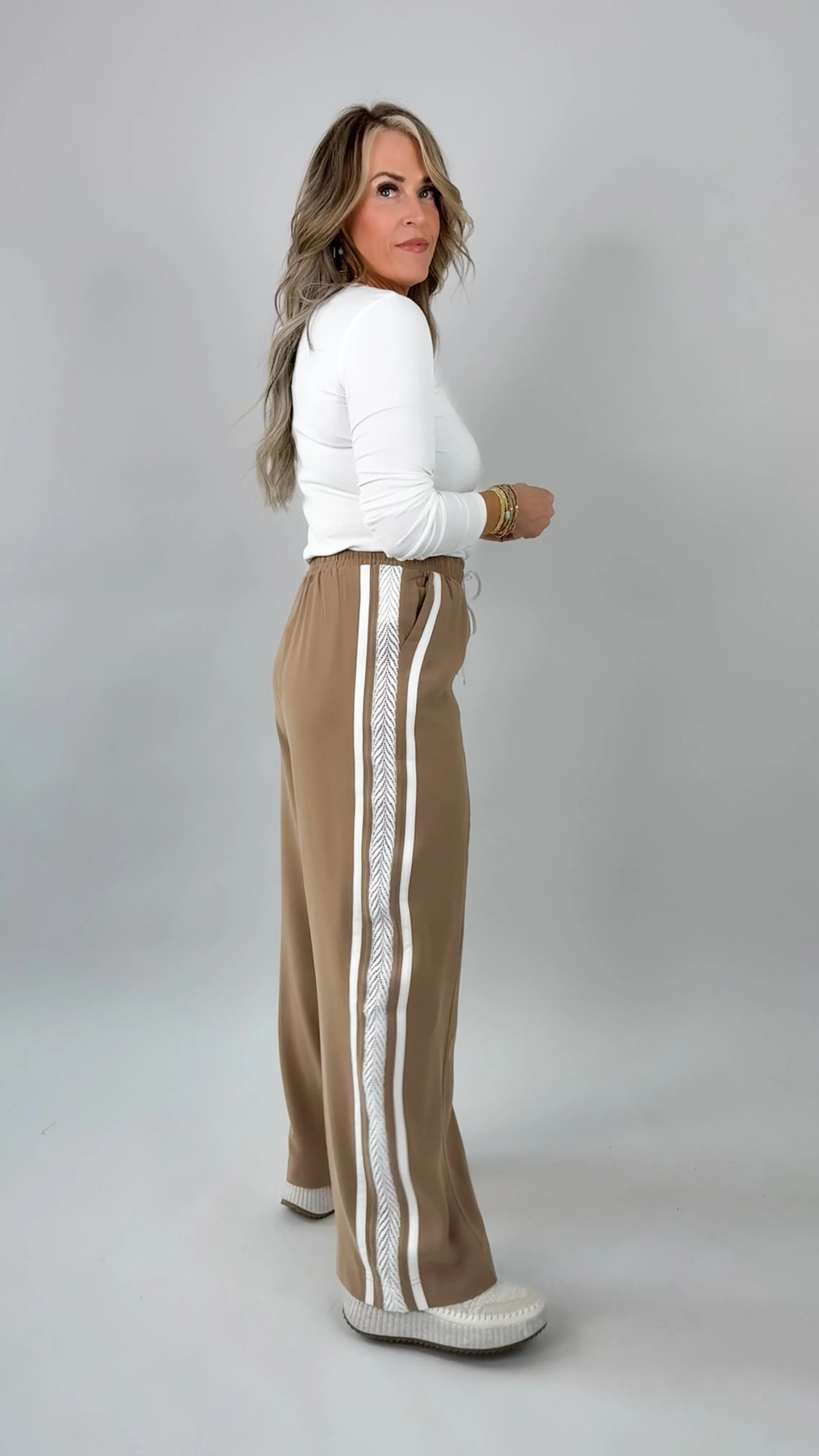 Beige Track Pants