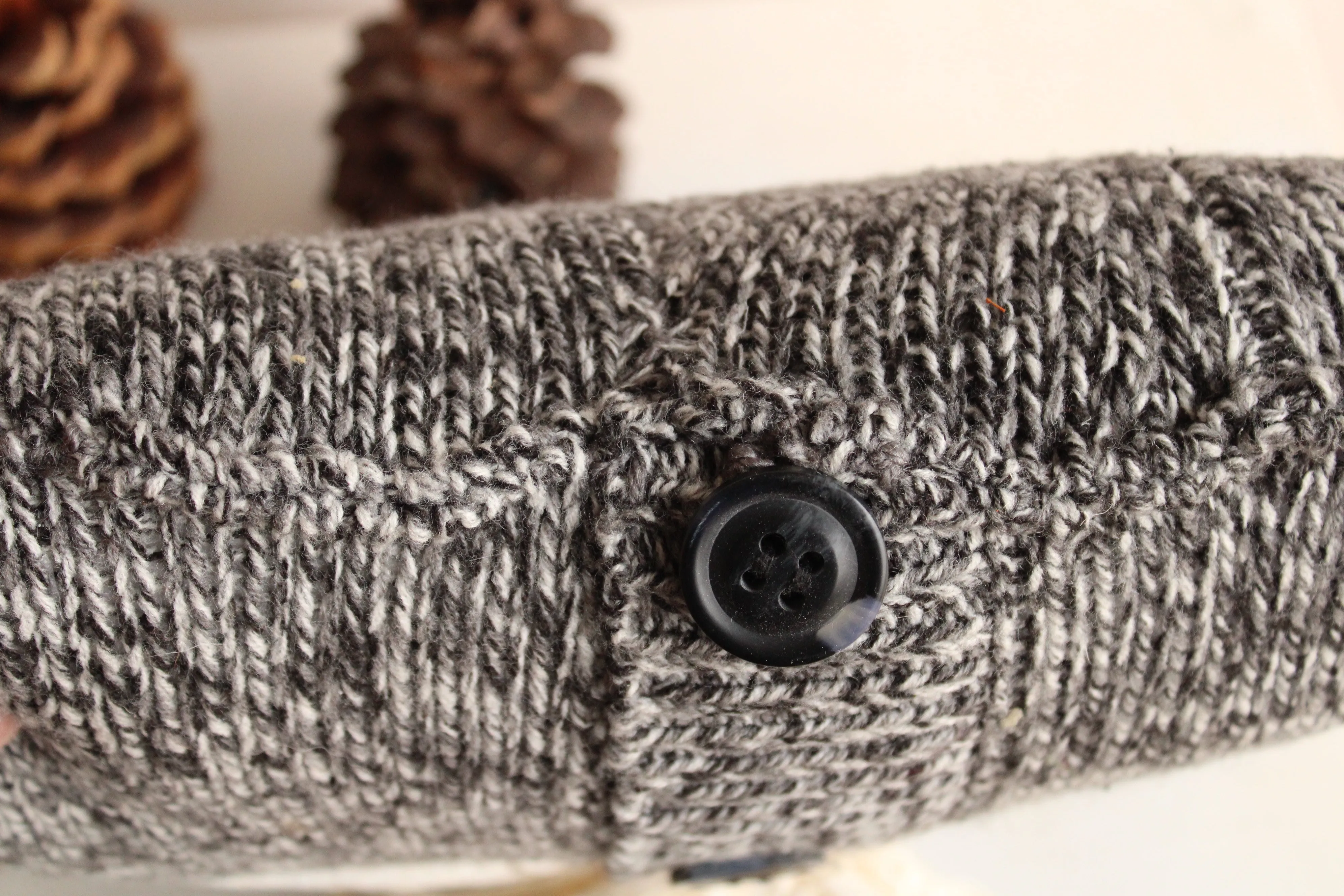 Belted Lace Sweater Pillow with Buttons