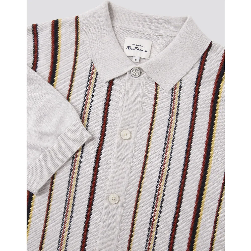 Ben Sherman - Stripe Button Through Polo - Ivory
