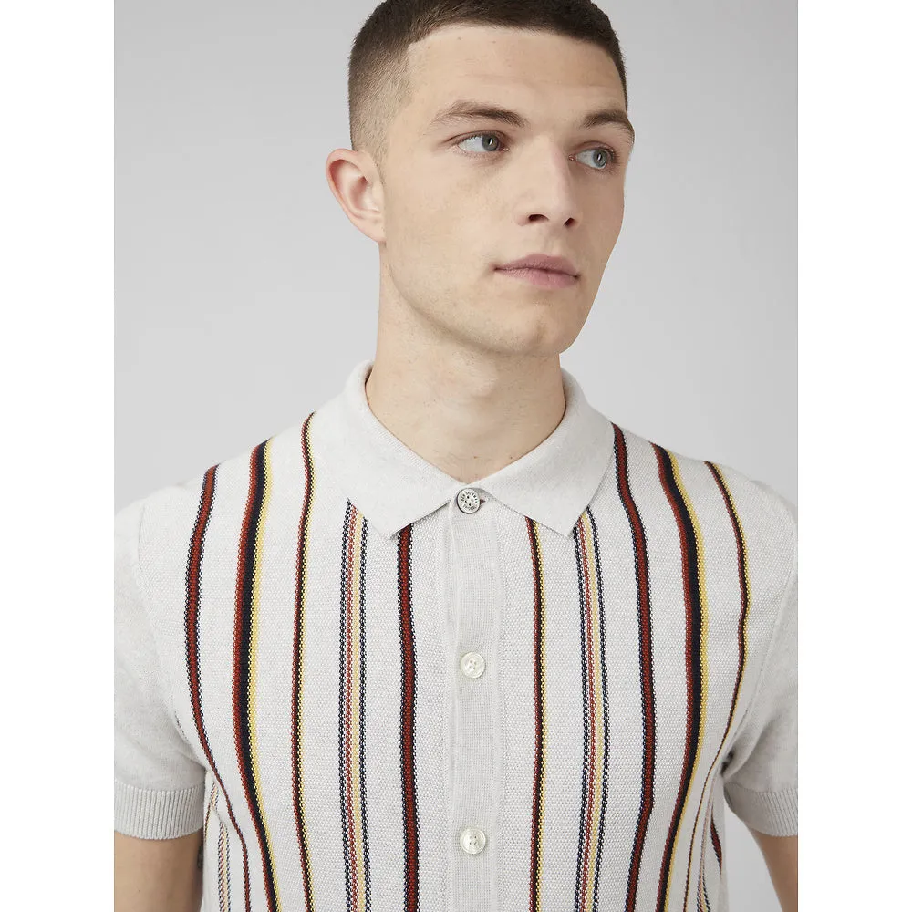 Ben Sherman - Stripe Button Through Polo - Ivory