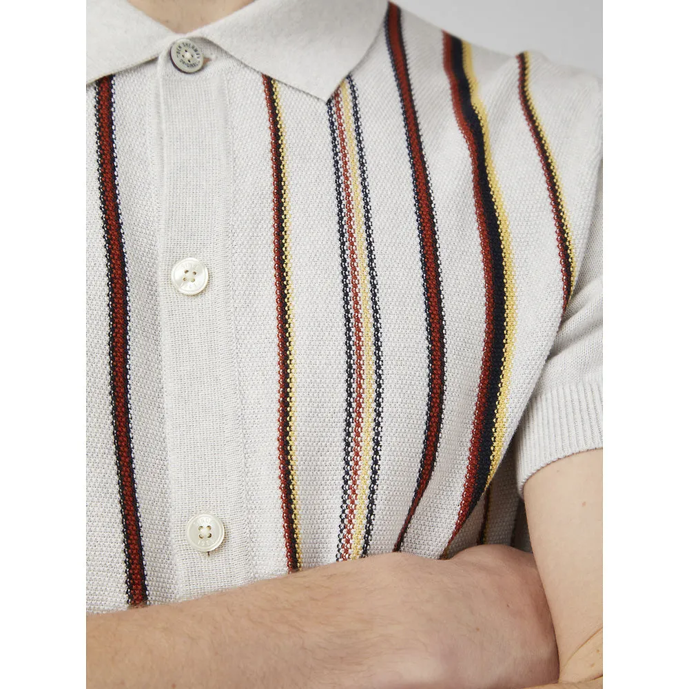 Ben Sherman - Stripe Button Through Polo - Ivory