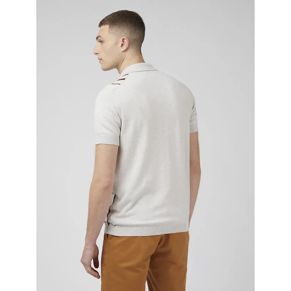 Ben Sherman - Stripe Button Through Polo - Ivory