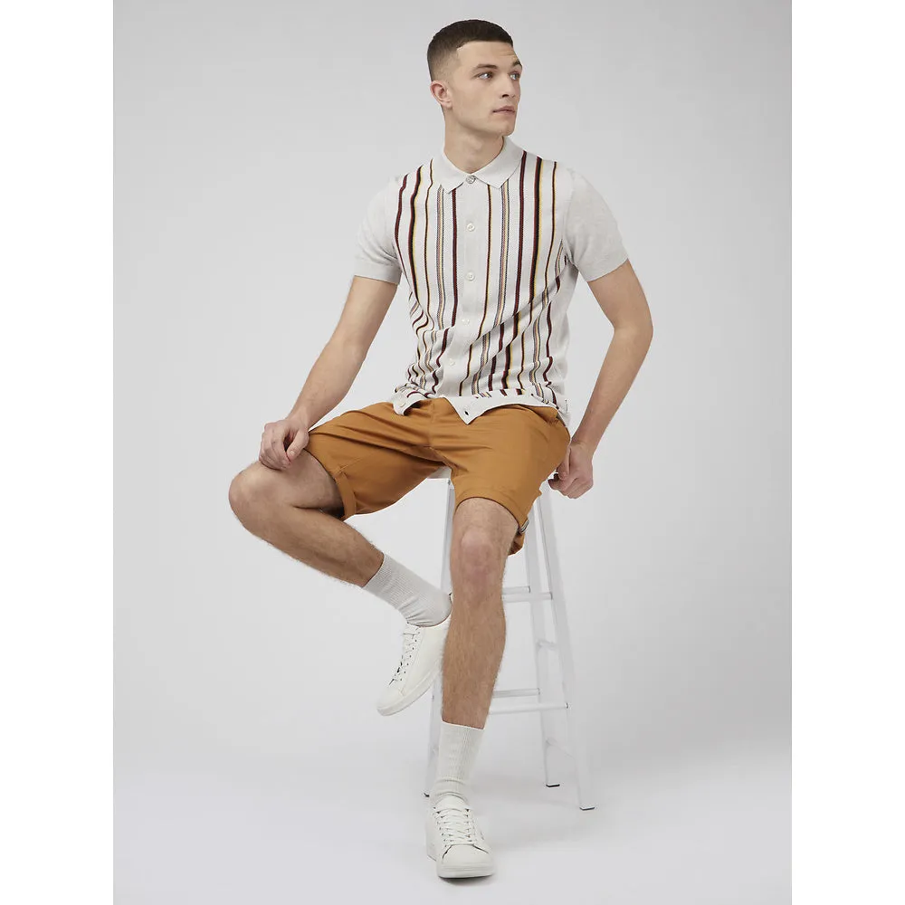 Ben Sherman - Stripe Button Through Polo - Ivory