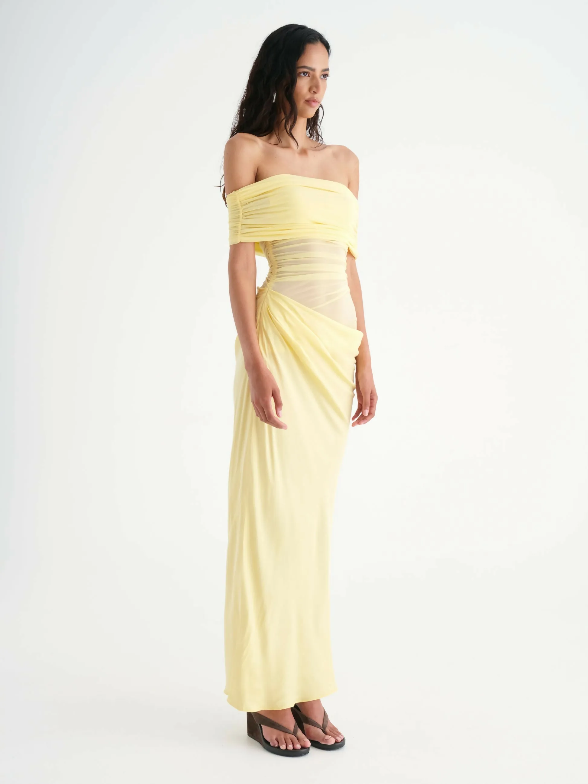 Benni Nico Off Shoulder Maxi Dress in Butter