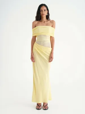 Benni Nico Off Shoulder Maxi Dress in Butter