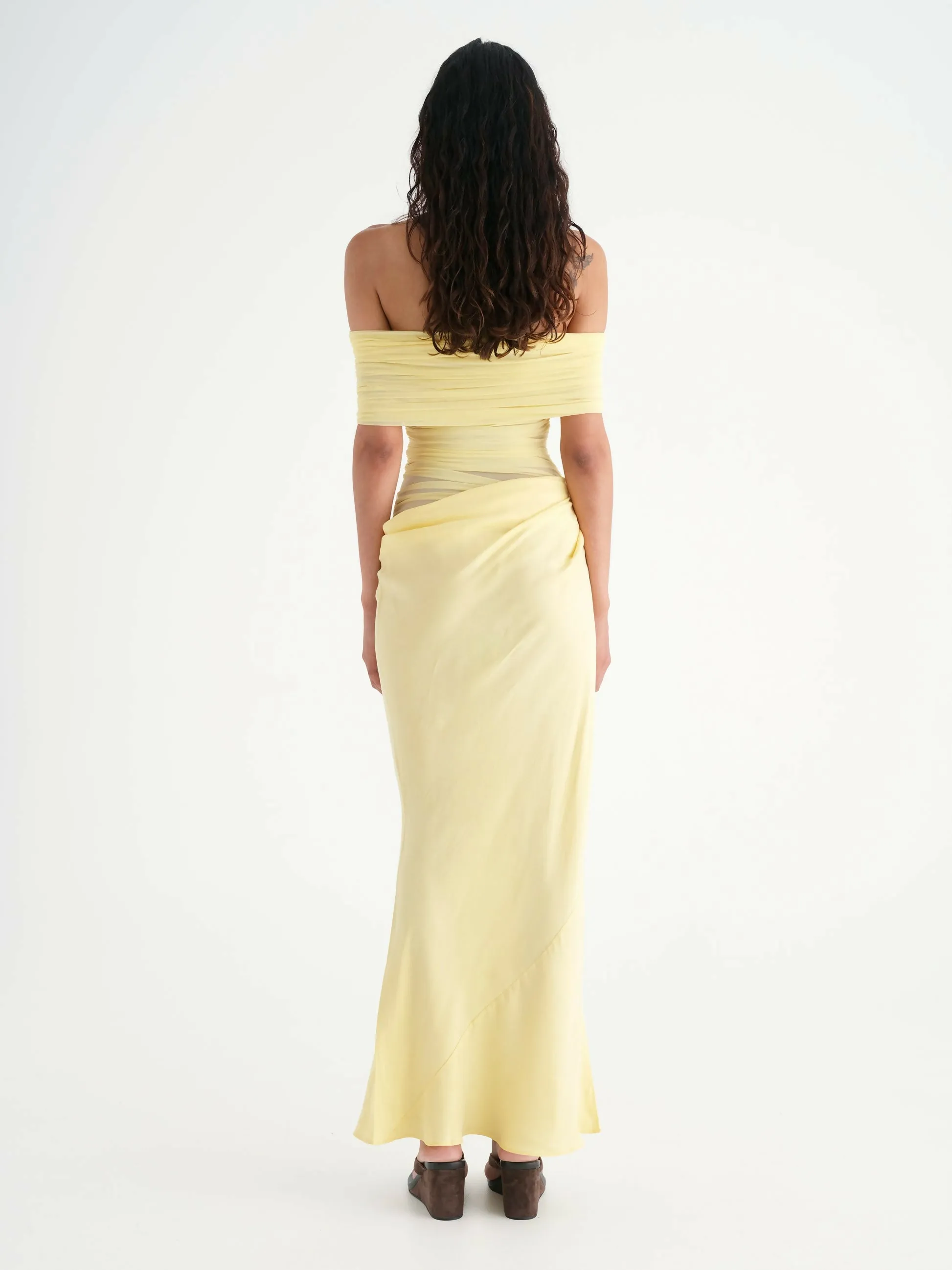 Benni Nico Off Shoulder Maxi Dress in Butter