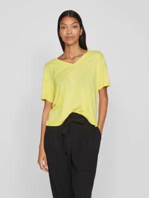 Beryl V-Neck Knit Top (Sheen/Melange)