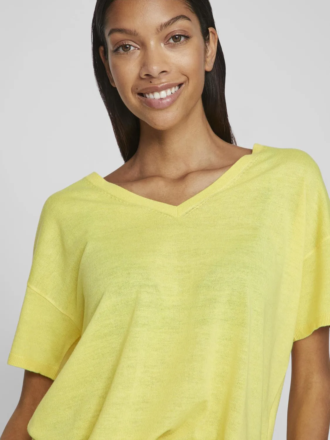 Beryl V-Neck Knit Top (Sheen/Melange)