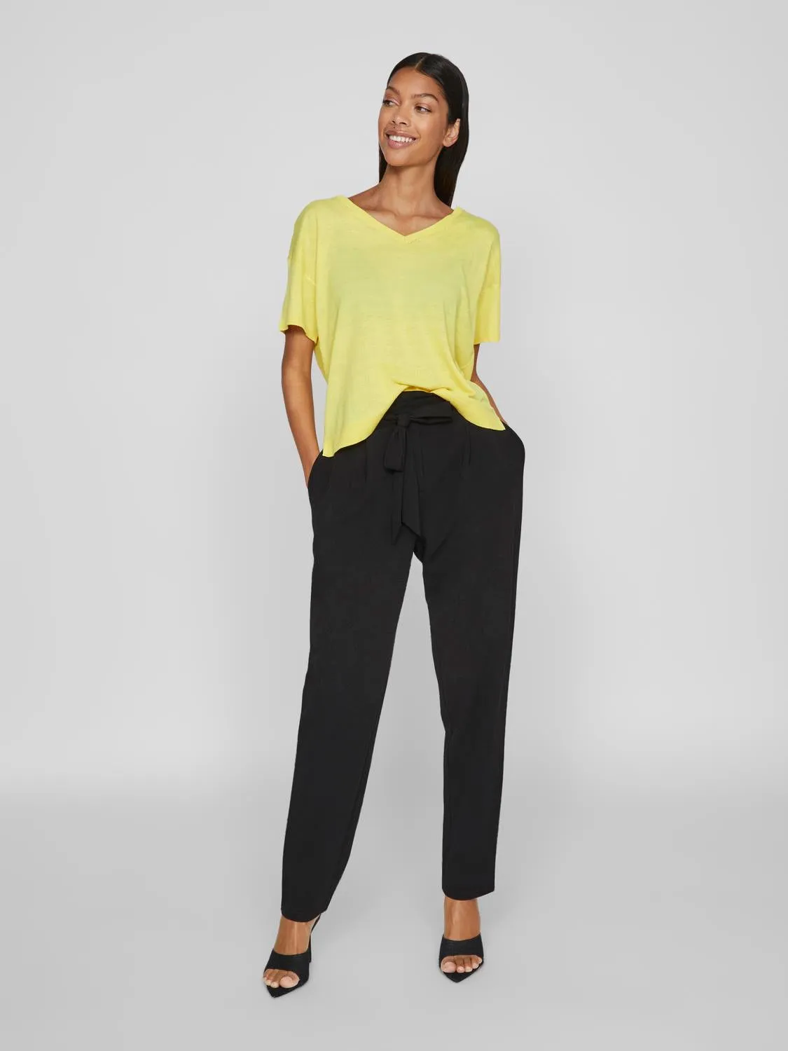 Beryl V-Neck Knit Top (Sheen/Melange)