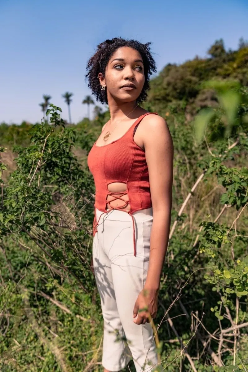 Bianca Top - Cotton Knit Crop Top  | Rustic Orange