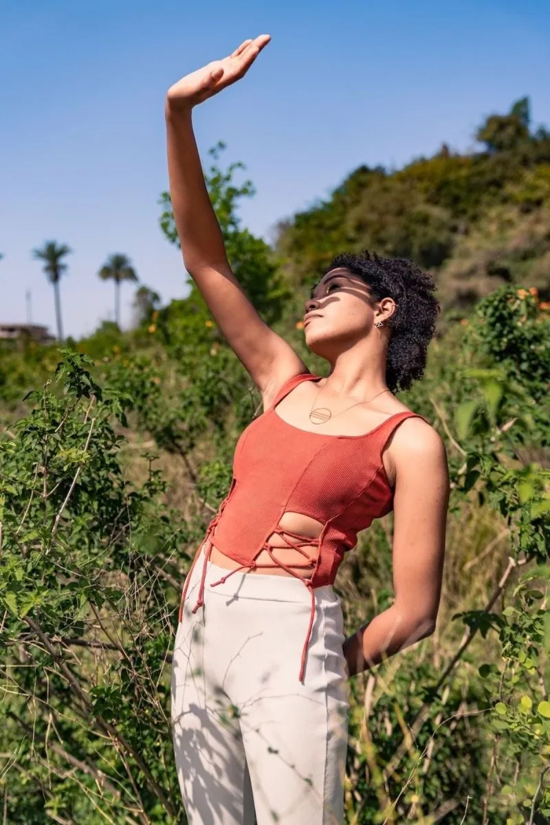 Bianca Top - Cotton Knit Crop Top  | Rustic Orange