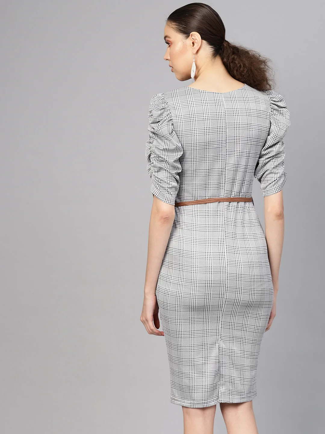 Black & Grey Belted Bodycon Dress