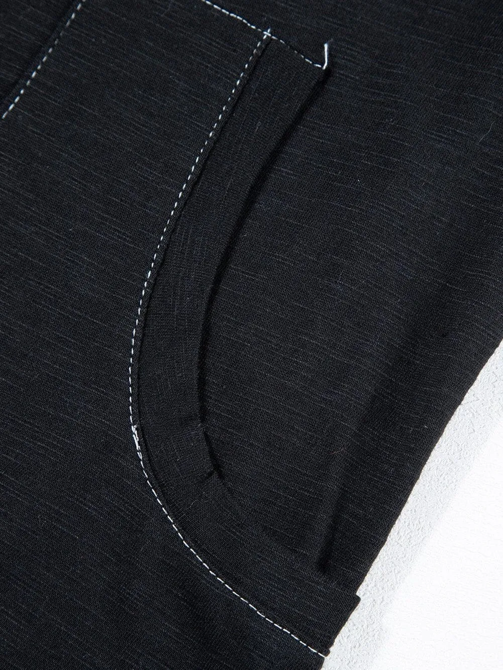 Black Hooded Maxi Dress with Contrast Stitching