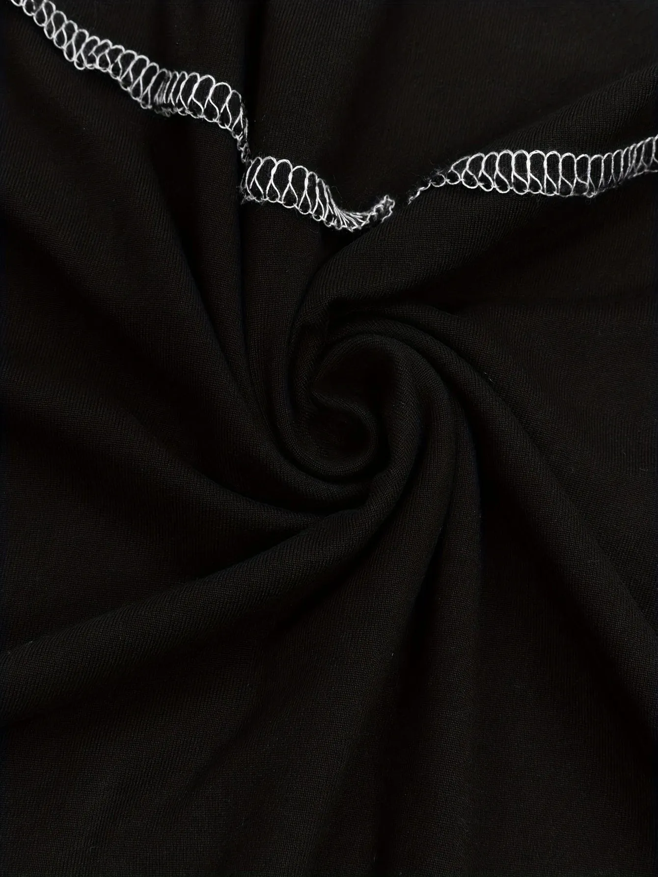Black Hooded Maxi Dress with Contrast Stitching