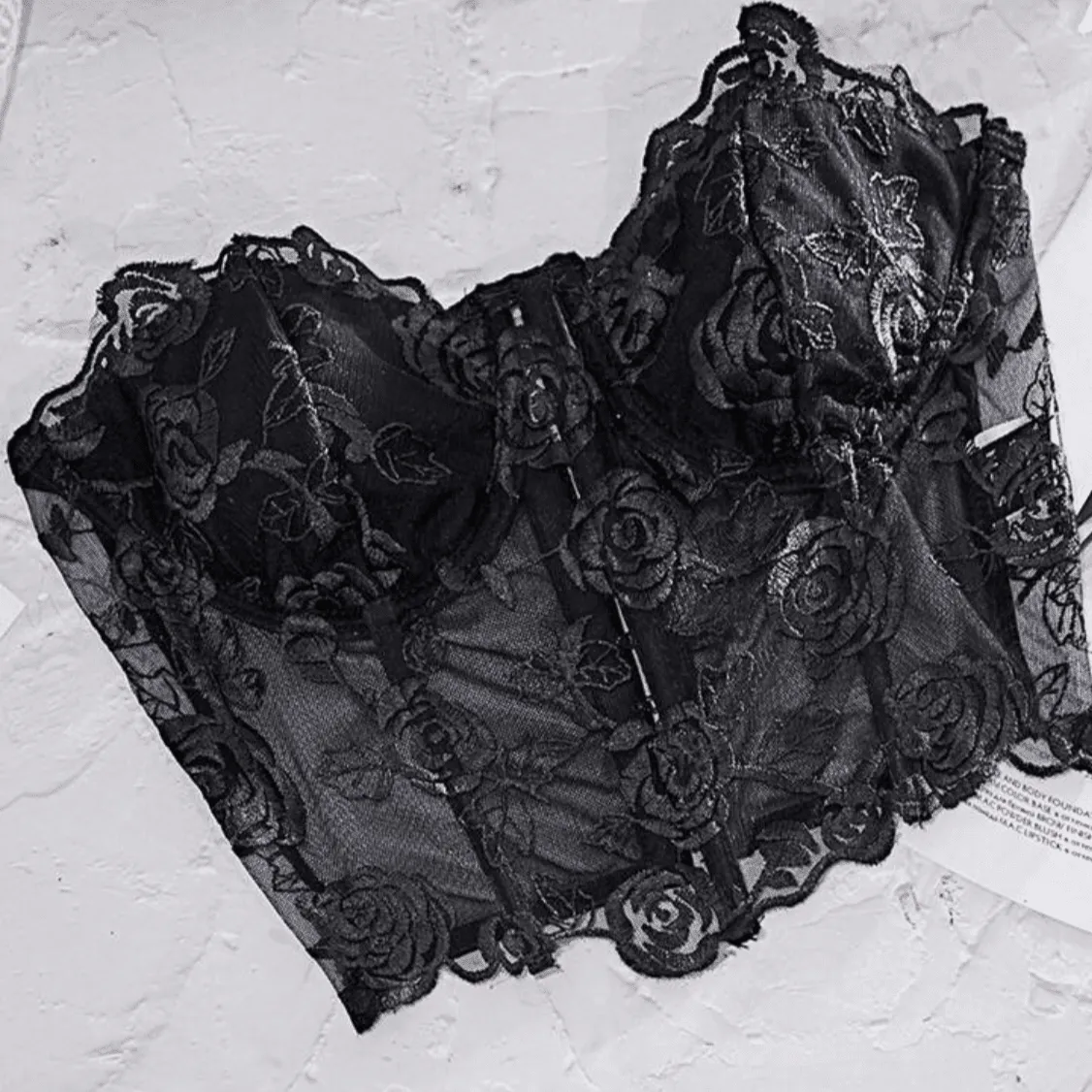 Black Lace Corset Embroidered