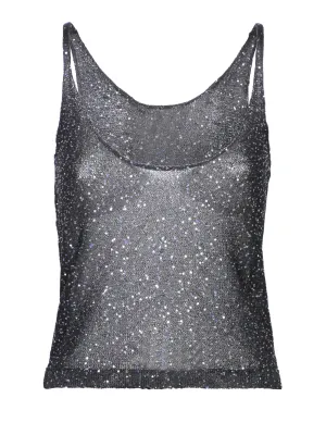 Black Sequined Knit Top