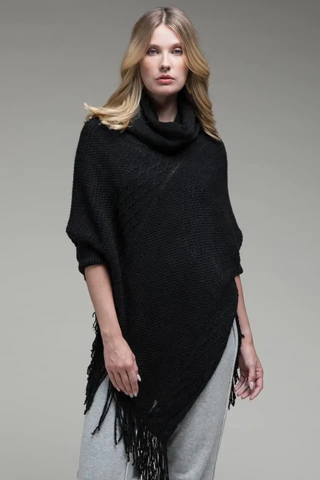 Black Turtleneck Poncho w/Sleeves