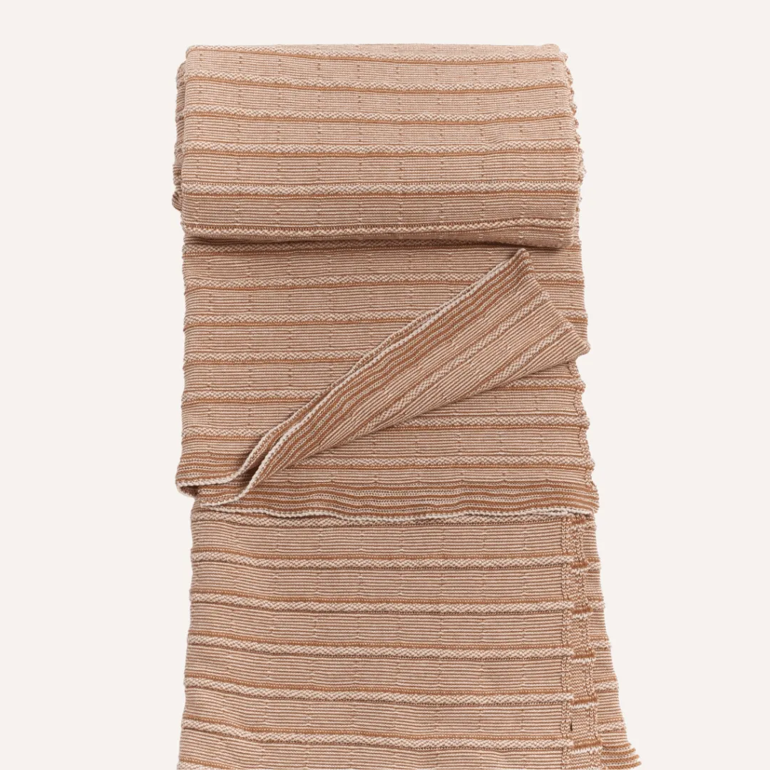 bläanks | Sustainable Rolled Texture Throw Blanket | Camel   Greggio
