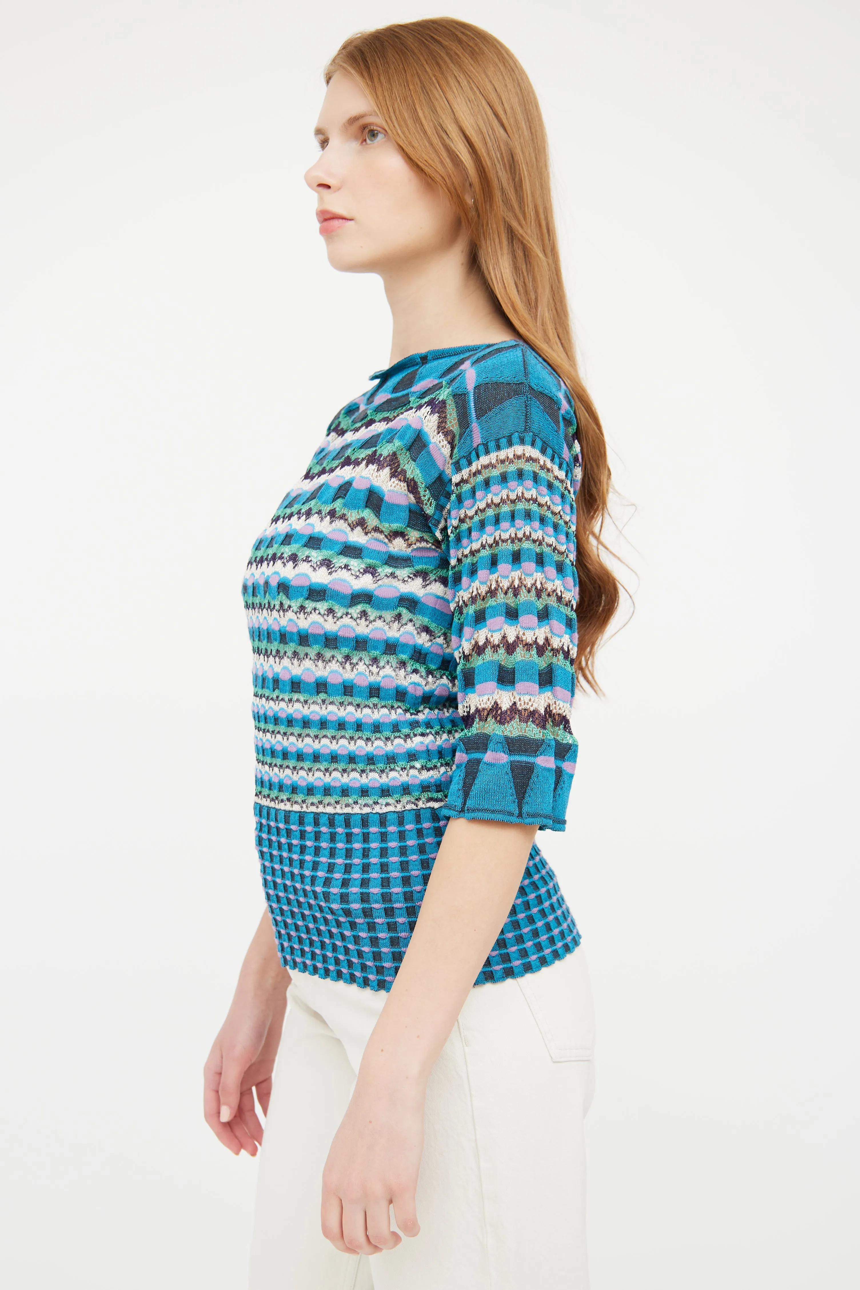 Blue & Multi Knit Top