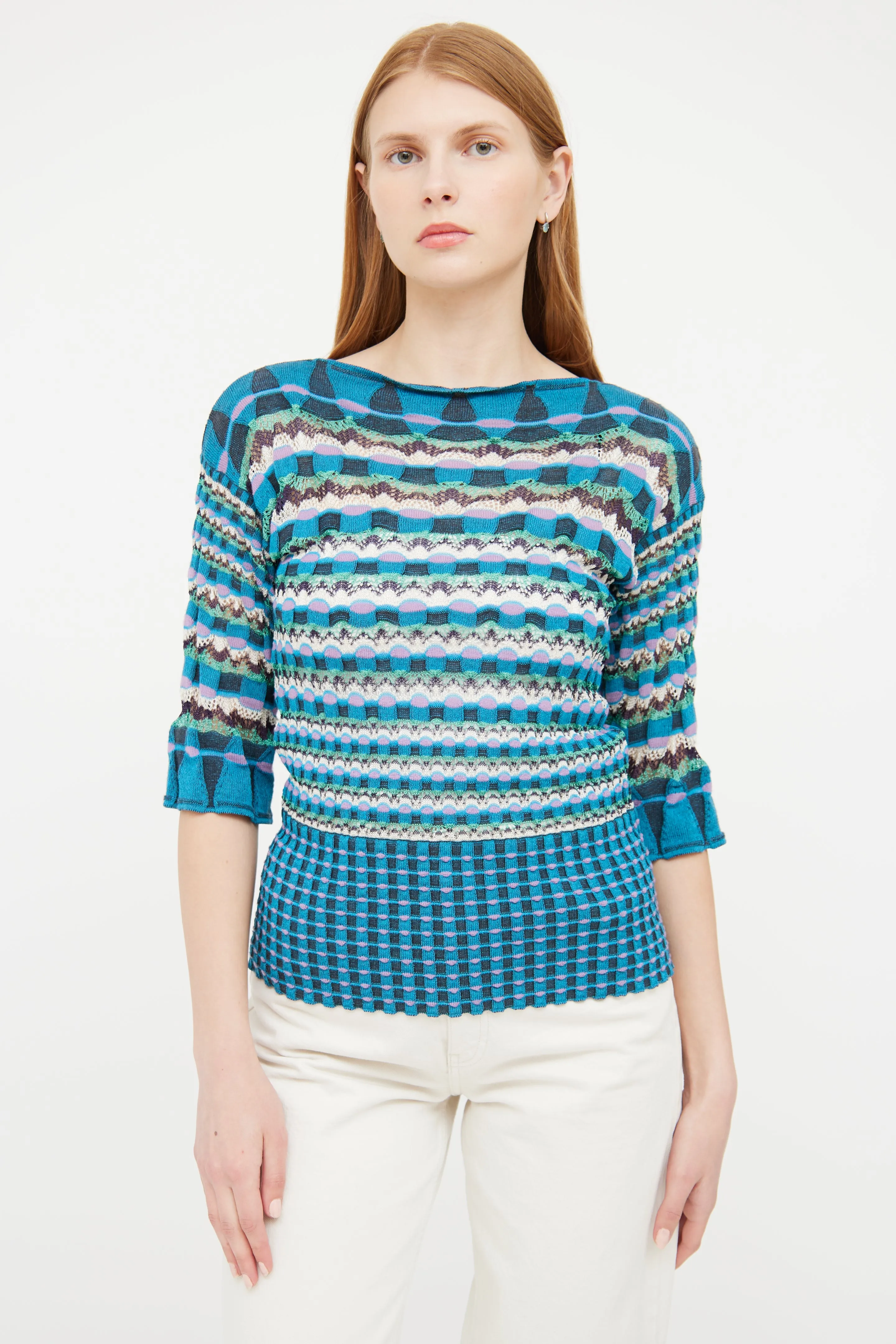 Blue & Multi Knit Top